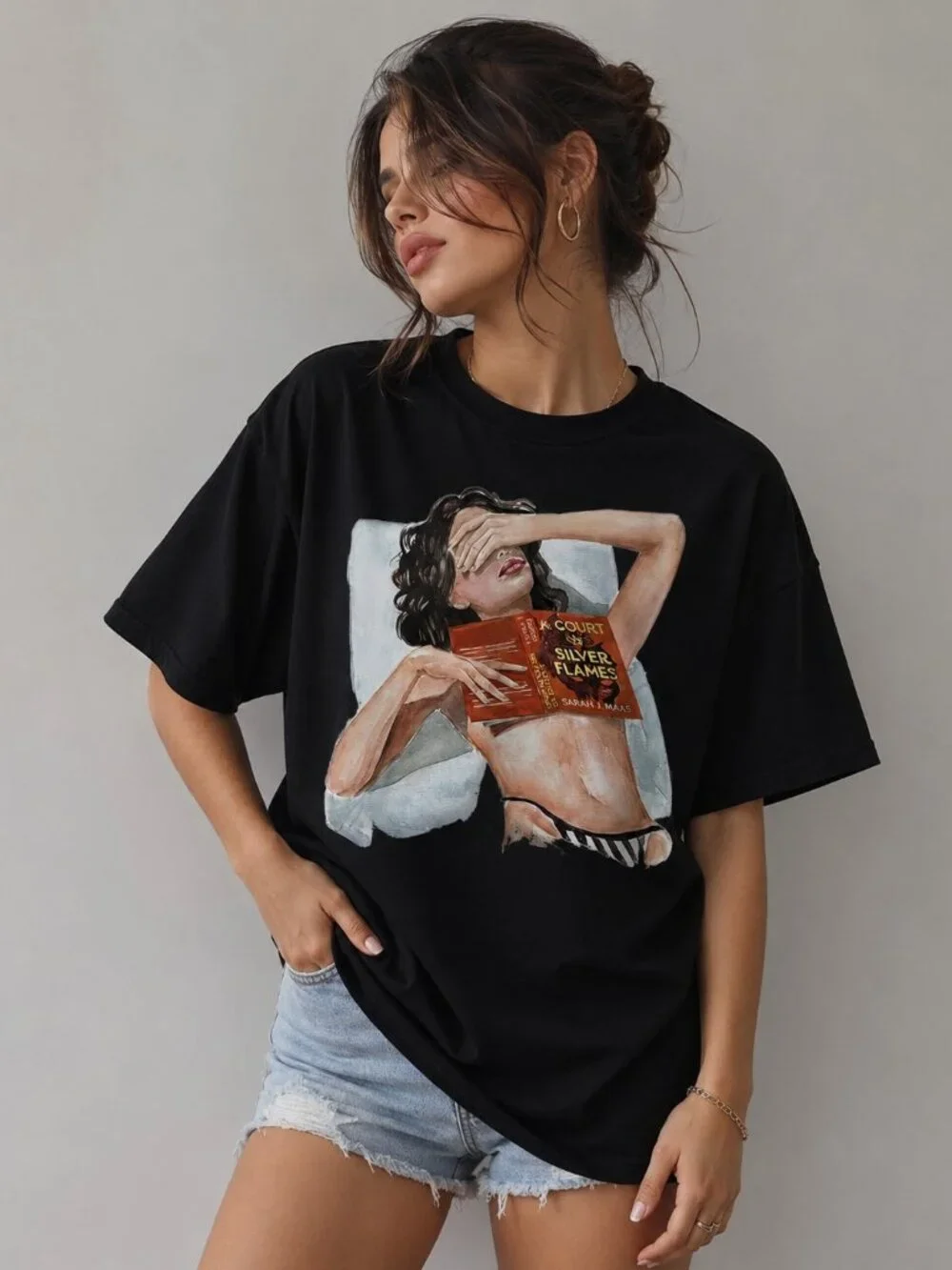 Silver Flames Bookish Tee, Fantasy Reader Graphic Shirt